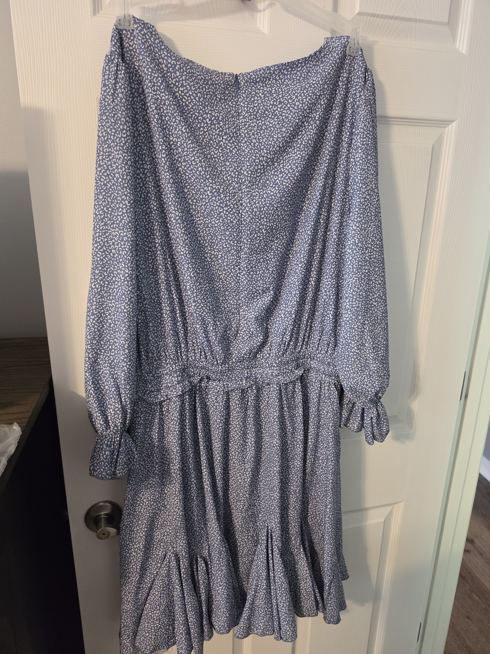 Light Blue Ruffle Hem Mini Dress - Picture 4 of 5